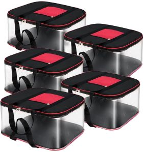 5 Pcs Combo Black & Red PVC Storage Bag