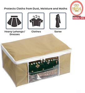 3 Pcs Combo Beige Plain Storage Bag