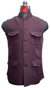 Purpel Colour 4 Pocket Sleeveless Nehru Jacket