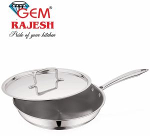 28 Cm Stainless Steel Triply Frying Pan with Lid