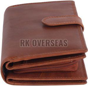 Ladies Brown Long Buckle Leather Wallet