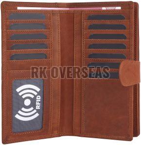 Ladies Brown Long Buckle Leather Wallet