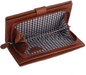 Ladies Brown Long Buckle Leather Wallet