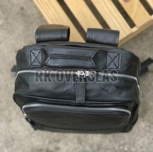 Plain Black Leather Backpack Bag