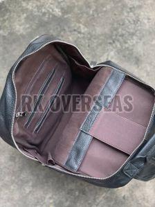 Plain Black Leather Backpack Bag