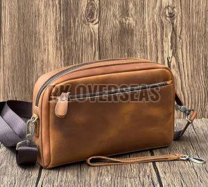Mens Brown Leather Sling Bag