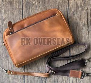 Mens Brown Leather Sling Bag