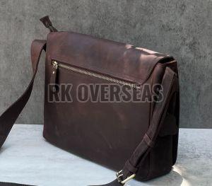 Mens Brown Plain Leather Side Bag