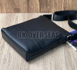 Mens Black Leather Side Bag