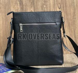 Mens Black Leather Side Bag