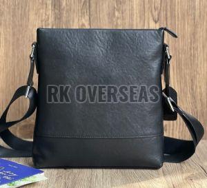 Mens Black Leather Side Bag