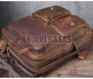 Vintage Style Brown Leather Backpack Bag
