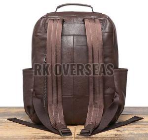 Plain Brown Leather Backpack Bag