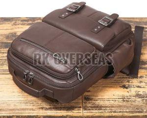 Plain Brown Leather Backpack Bag