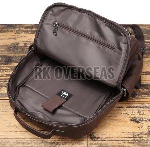 Plain Brown Leather Backpack Bag
