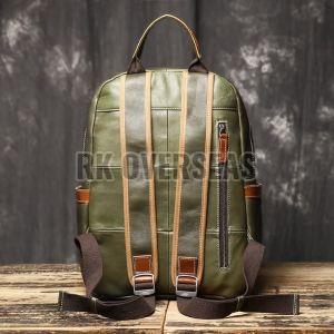 Plain Green Leather Backpack Bag