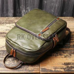 Plain Green Leather Backpack Bag