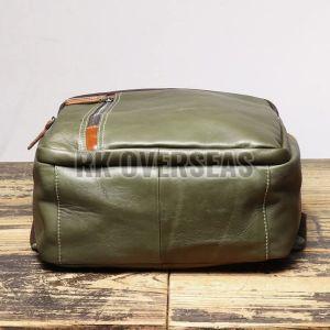Plain Green Leather Backpack Bag