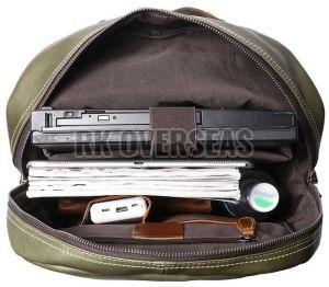 Plain Green Leather Backpack Bag