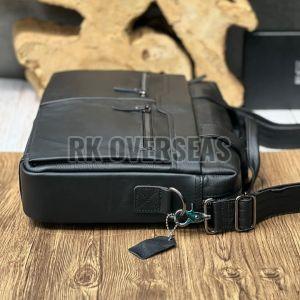 Office Black Leather Laptop Bag