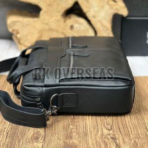 Office Black Leather Laptop Bag