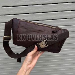 Dark Brown Plain Leather Waist Bag