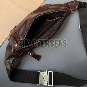 Shiny Brown Leather Waist Bag