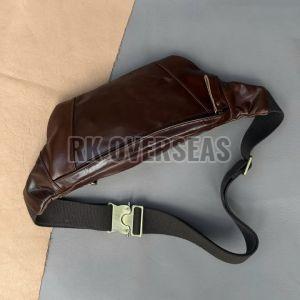 Shiny Brown Leather Waist Bag