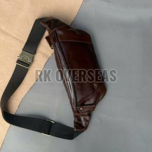Shiny Brown Leather Waist Bag