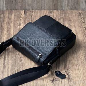 Mens Black Leather Sling Bag