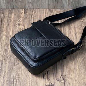 Mens Black Leather Sling Bag