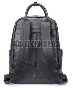 Unisex Black Leather Backpack Bag