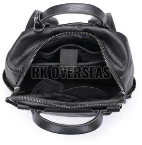 Unisex Black Leather Backpack Bag