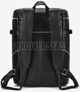 Solid Black Leather Backpack Bag