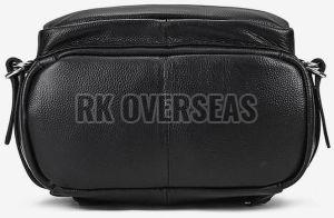 Solid Black Leather Backpack Bag