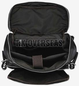 Solid Black Leather Backpack Bag