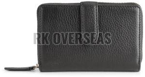 Ladies Black Long Buckle Leather Wallet
