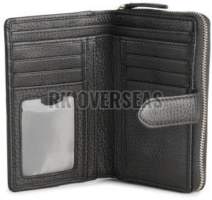 Ladies Black Long Buckle Leather Wallet