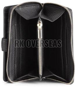 Ladies Black Long Buckle Leather Wallet