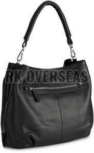 Plain Black Leather Ladies Handbag