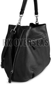 Plain Black Leather Ladies Handbag