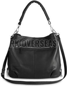 Plain Black Leather Ladies Handbag