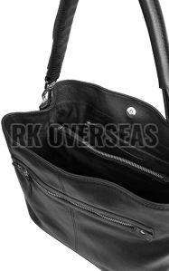 Plain Black Leather Ladies Handbag