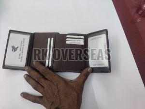 Mens Trifold Nappa Brown Leather Wallet