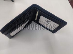 Mens Trifold Nappa Black Leather Wallet