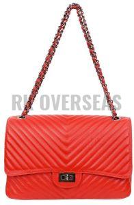 Ladies Red Designer Leather Side Bag