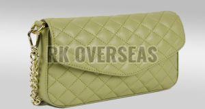 Ladies Green Leather Designer Clutch Bag