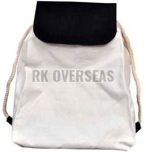 White Cotton Canvas Backpack Bag
