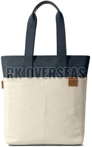 Black and Cream Cotton Canvas Tote Bag