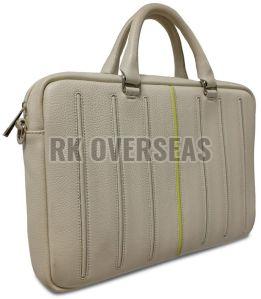 Light Beige Leather Laptop Bag